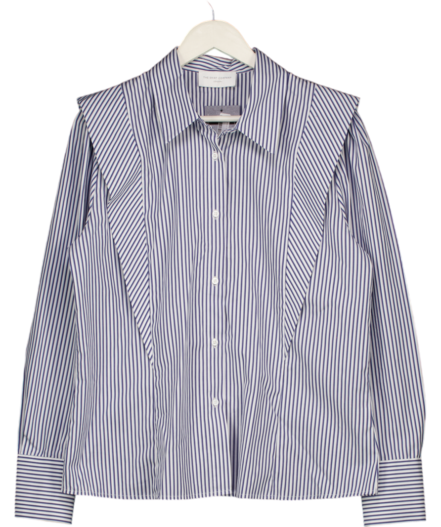 THE SHIRT COMPANY LONDON Blue Stripe V-line Silhouette Shirt UK 16