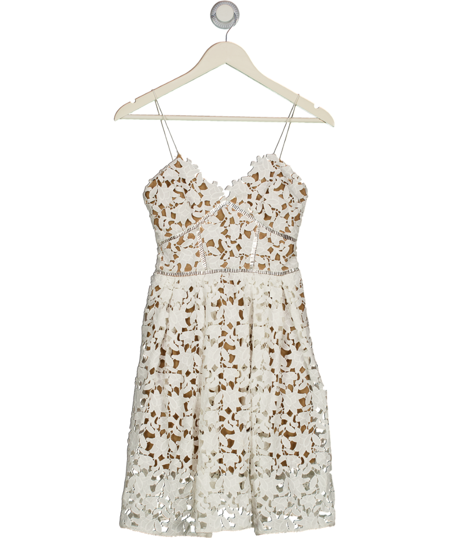 SELF PORTRAIT White Guipure Lace Mini Dress UK 6