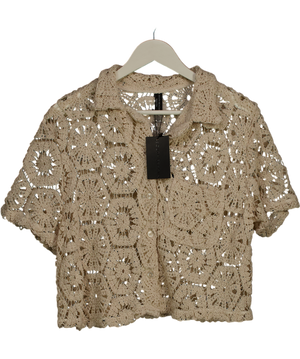 South Beach Cream The 'bask' Cropped Beach Shirt UK 10