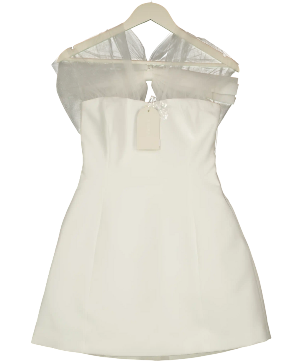 Meshki Cream Maryam Tulle Bow Mini Dress UK S