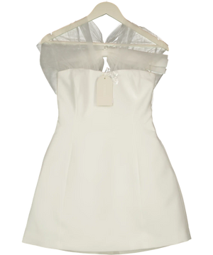 Meshki Cream Maryam Tulle Bow Mini Dress UK S