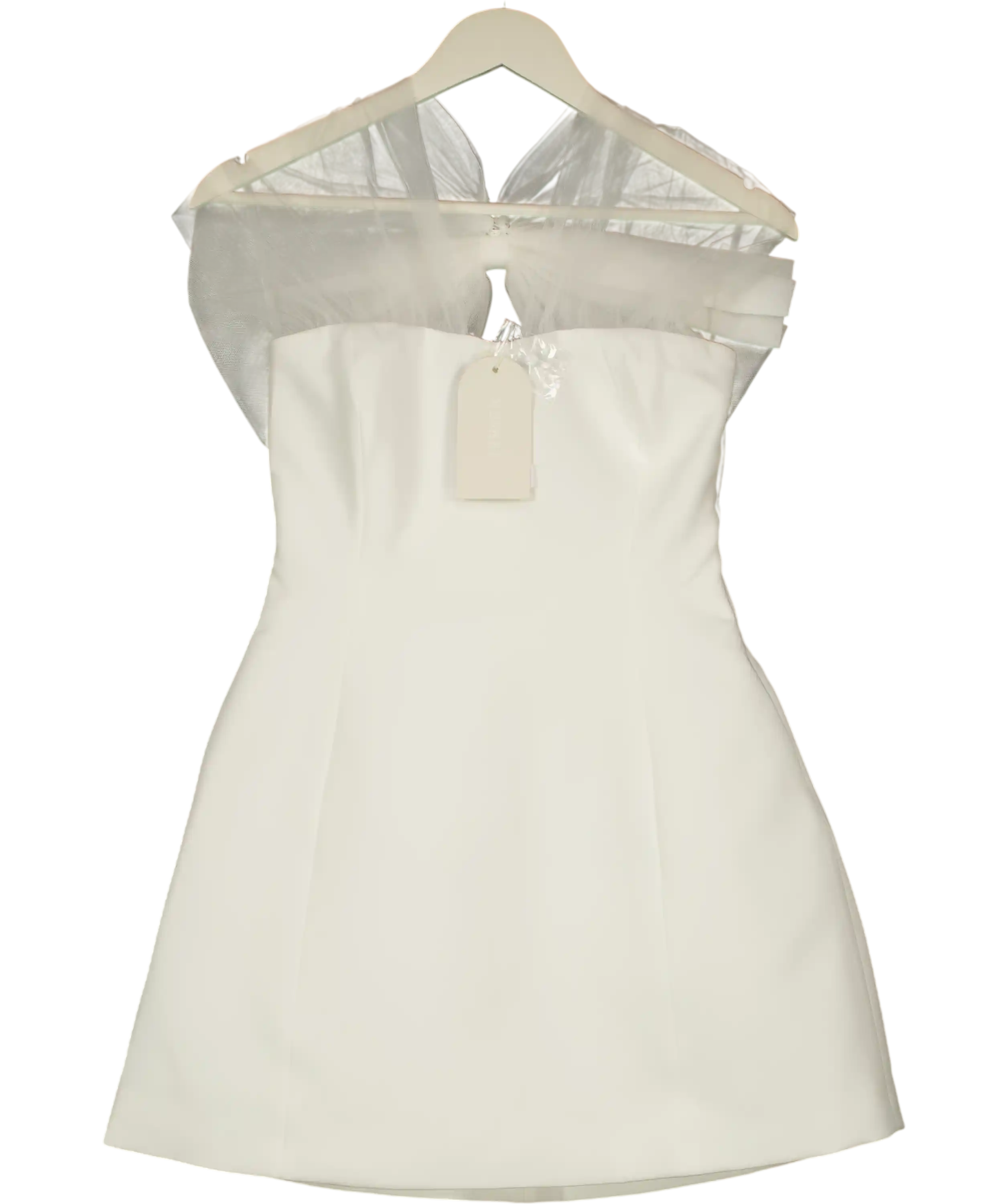 Meshki Cream Maryam Tulle Bow Mini Dress UK S