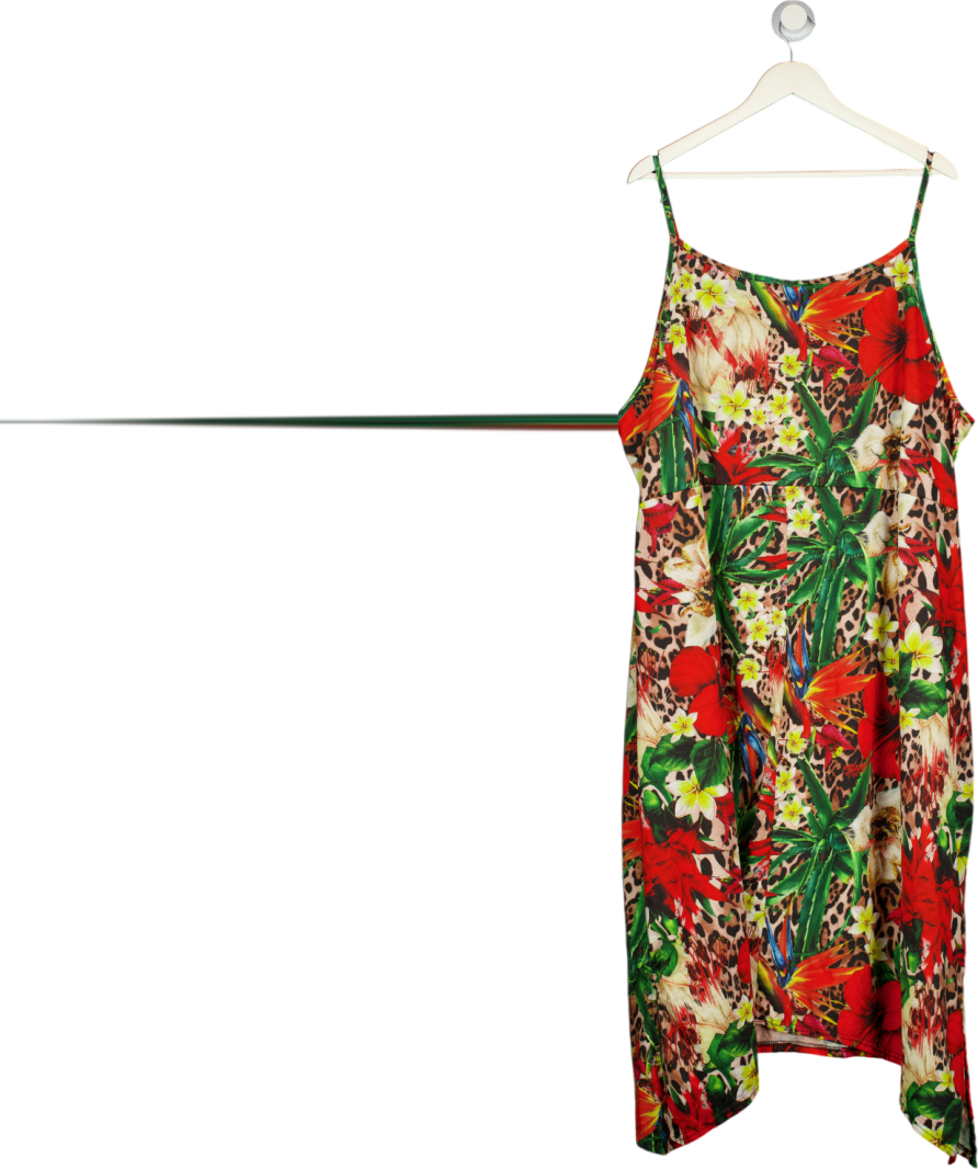 Yours Multicoloured Floral Leopard Print Midi Dress UK 30-32