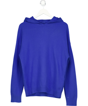 REISS Blue Merino Wool Drawstring Hoodie UK S