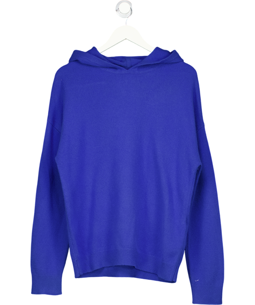 REISS Blue Merino Wool Drawstring Hoodie UK S