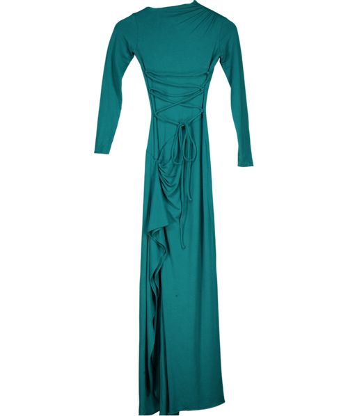 AYM STUDIO Green Laced Front Long Sleeve Maxi Dress UK XXS