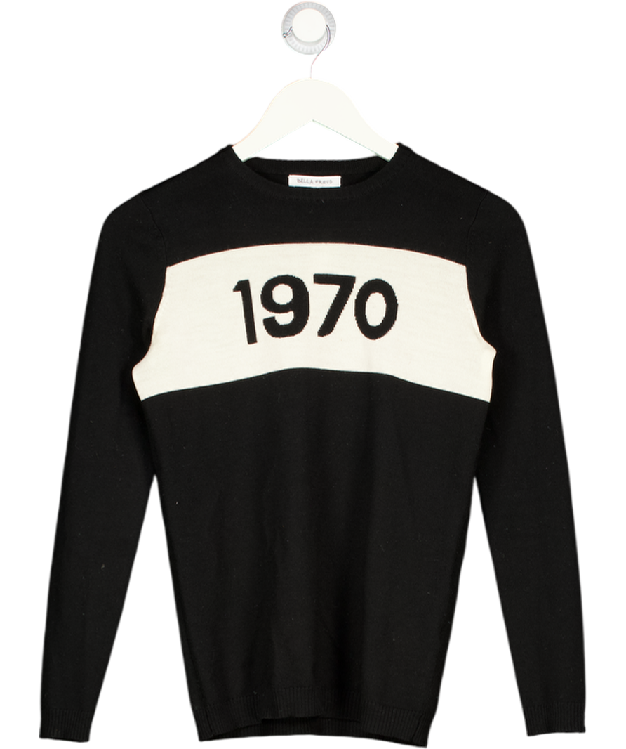 BELLA FREUD Black 100% Merino Wool Iconic  1970 Jumper UK XS