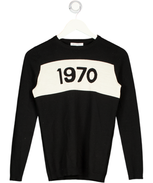 BELLA FREUD Black 100% Merino Wool Iconic  1970 Jumper UK XS