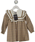 PEPA LONDON Nude Check Velvet Trim Trapeze Dress 4 Years