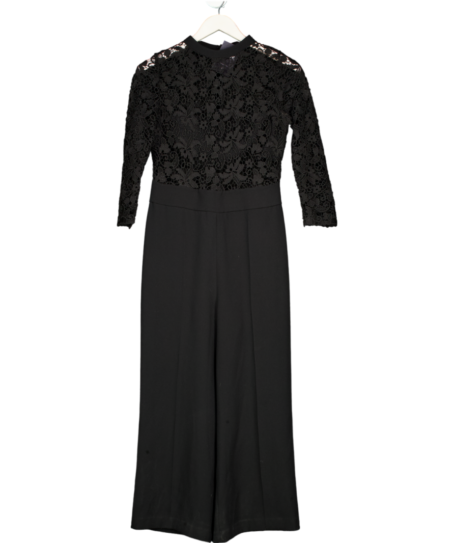ZARA Woman Black Guipure Lace Top Jumpsuit UK M
