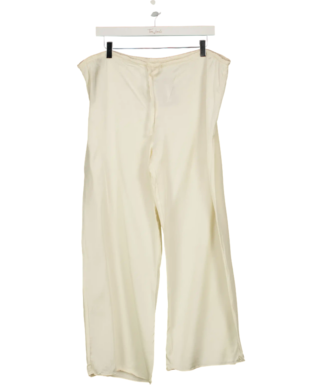ZARA Cream Satin Straight-leg Trousers UK M