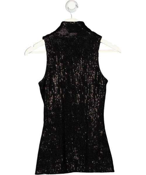 BALMAIN Black Sequined Velvet Turtleneck Top Fr36 UK 8