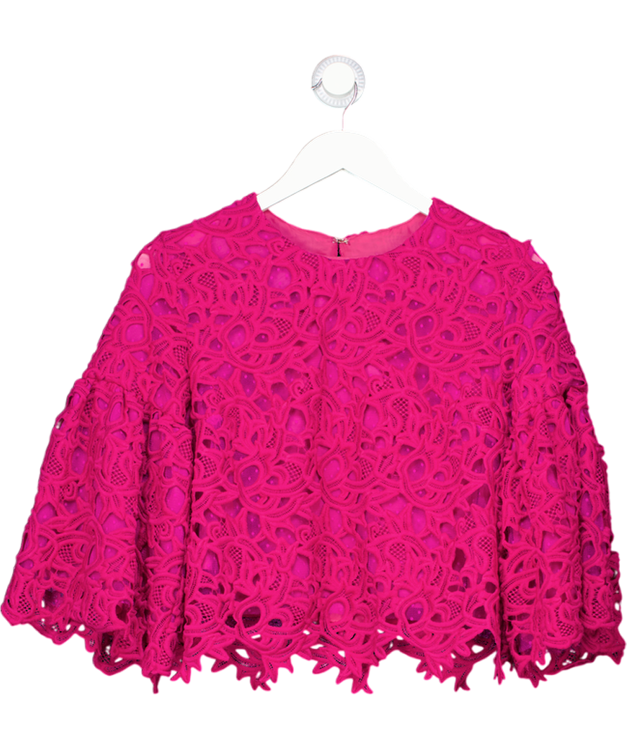 Costarellos Pink Lace Layered Applique Statement Top UK 12