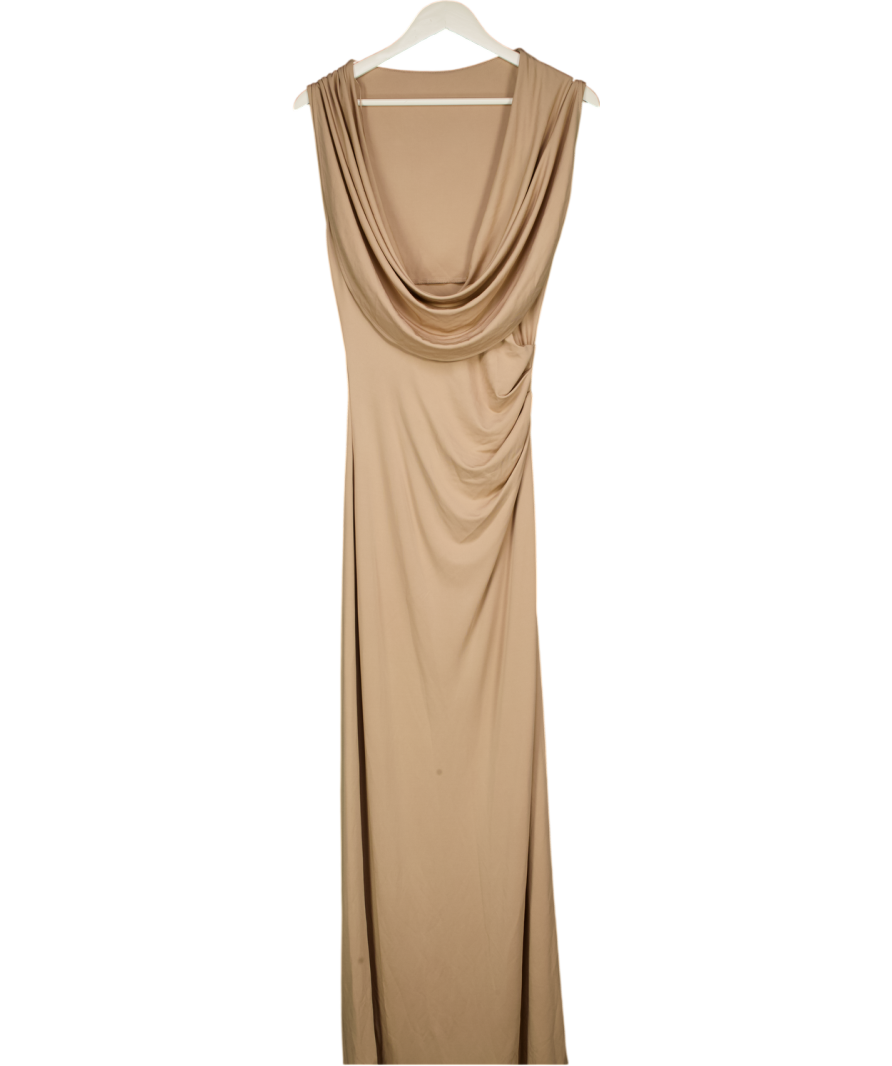 HENNE Beige Cowl Back Anika Maxi Dress UK 8