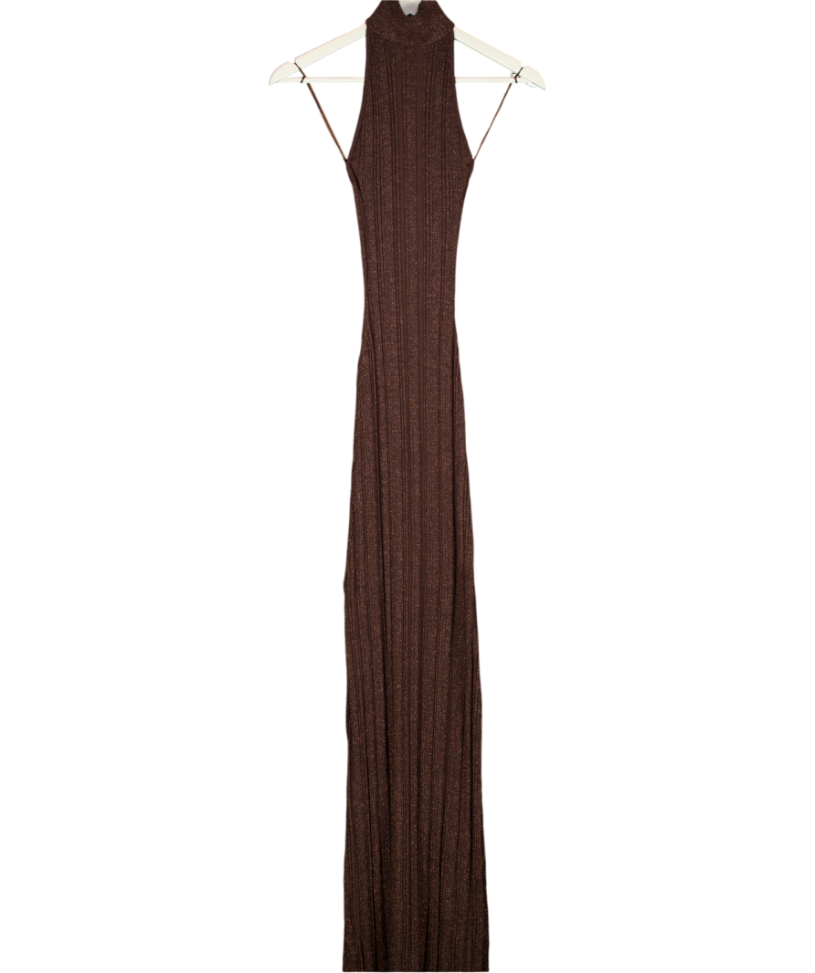 BOA Brown Shimmer Knit Maxi Dress UK XS