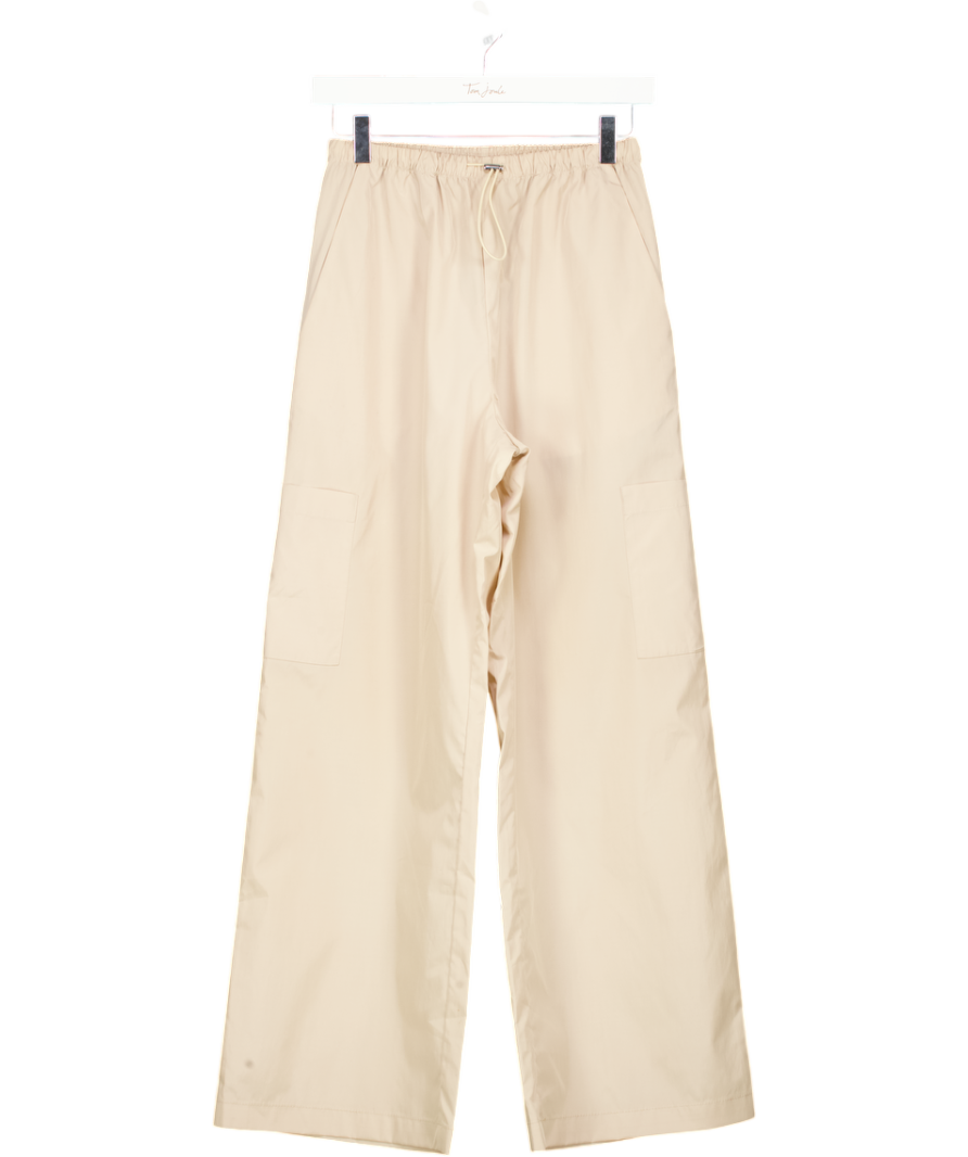 REFORMATION Beige Wide Leg Drawstring Trousers UK XS