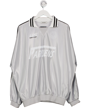 90s product Metallic Silver Sport Shirt UK L