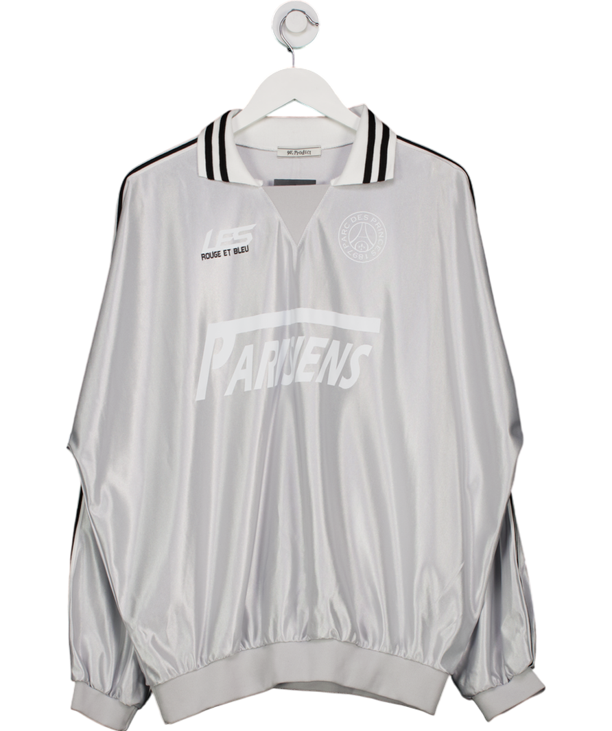 90s product Metallic Silver Sport Shirt UK L