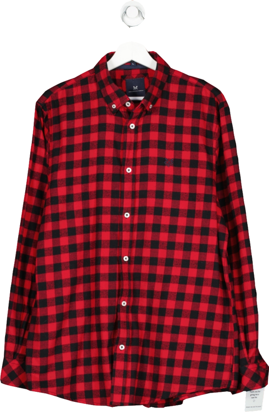 Crew Clothing Red Flannel Checked  Slim Fit Shirt UK L