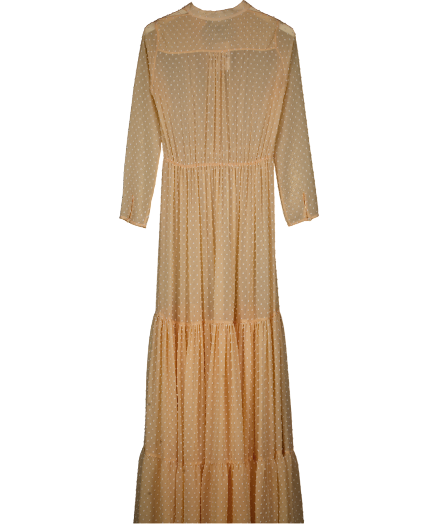 SALONI Orange Peach  Alexia Swiss-dot Chiffon Maxi Dress. UK 8
