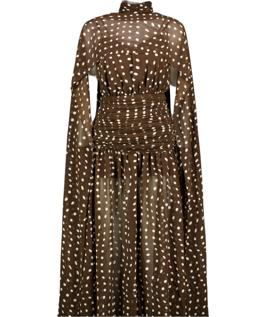 MICHELLE KEEGAN Brown Polka Dot Maxi Dress UK 6