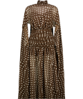 MICHELLE KEEGAN Brown Polka Dot Maxi Dress UK 6