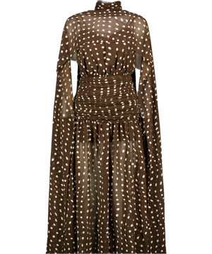 MICHELLE KEEGAN Brown Polka Dot Maxi Dress UK 6