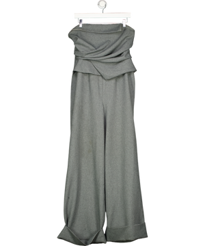 ASOS Grey Pinstripe Draped  Top Bandeau Jumpsuit UK 12
