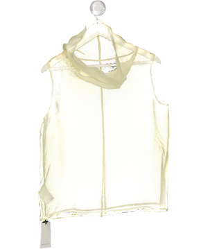 FRONT ROW SHOP Silk Organza Turtleneck Top Butter Yellow UK S