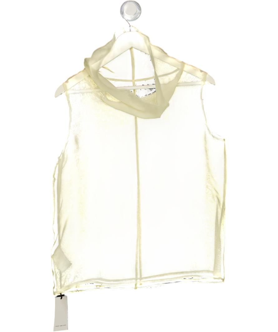 FRONT ROW SHOP Silk Organza Turtleneck Top Butter Yellow UK S