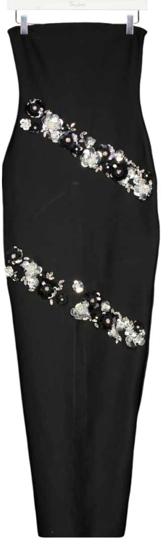 Karen Millen Black Embellished Figure Form Bandeau Maxi Dress UK XS