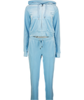 JUICY COUTURE 2-piece Turquoise Blue Madison Crystal-logo Velour Hoody And Joggers Set UK S