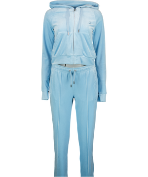 JUICY COUTURE 2-piece Turquoise Blue Madison Crystal-logo Velour Hoody And Joggers Set UK S