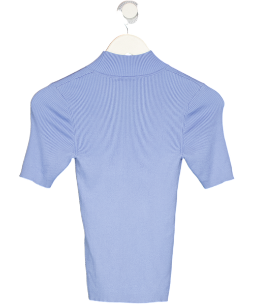 BAUM UND PFERDGARTEN Blue Short Sleeve Ribbed Turtleneck Knit Top UK XS