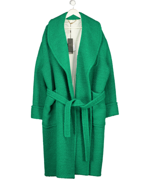 LACOSTE Green Virgin Wool-blend Sherpa Fleece Coat UK S