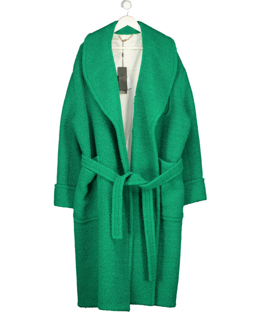 LACOSTE Green Virgin Wool-blend Sherpa Fleece Coat UK S