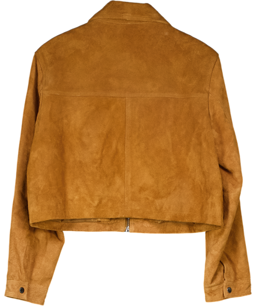 ASOS Brown Aux Suede Top Collar Jacket UK 10