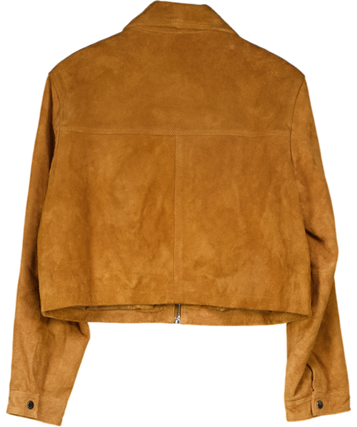 ASOS Brown Aux Suede Top Collar Jacket UK 10