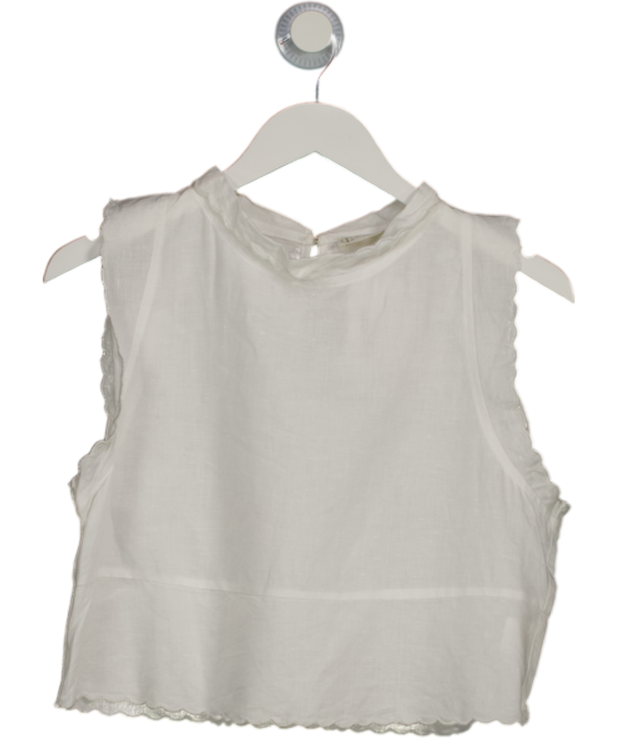 Vita Grace White Linen Blen Sleeveless Top UK S