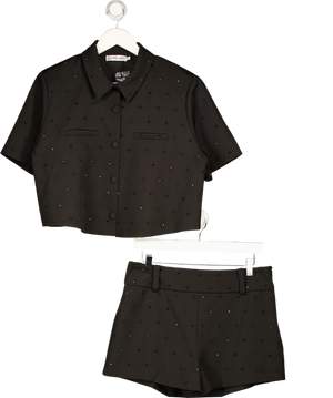 SLA the label 2-piece Black Crystal Embellished Shirt (uk L)  & Shorts (uk M) Set UK M/L