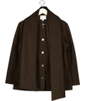 H&M Chocolate Brown Scarf-detail Coat UK XS
