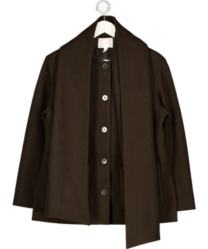 H&M Chocolate Brown Scarf-detail Coat UK XS
