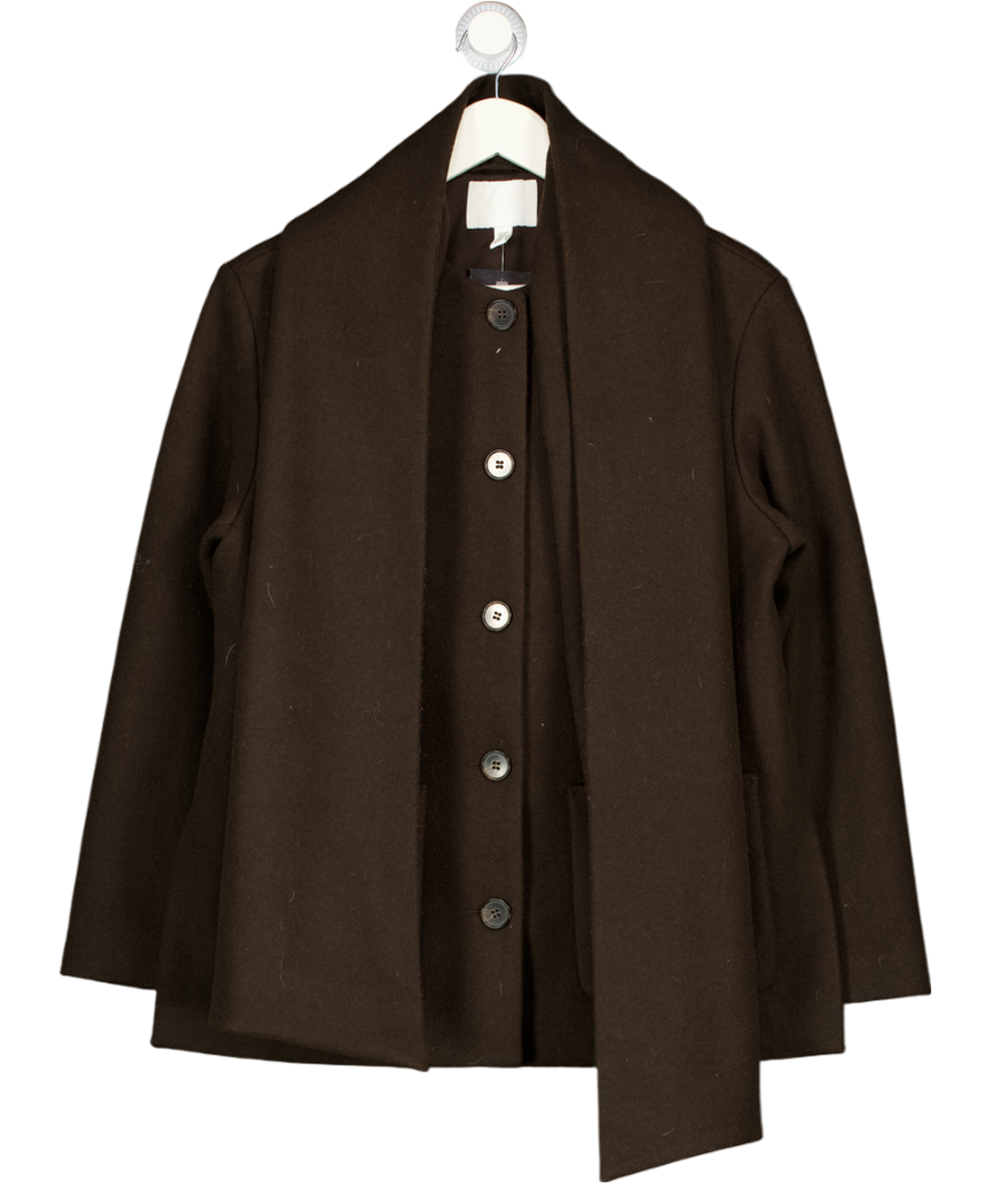 H&M Chocolate Brown Scarf-detail Coat UK XS