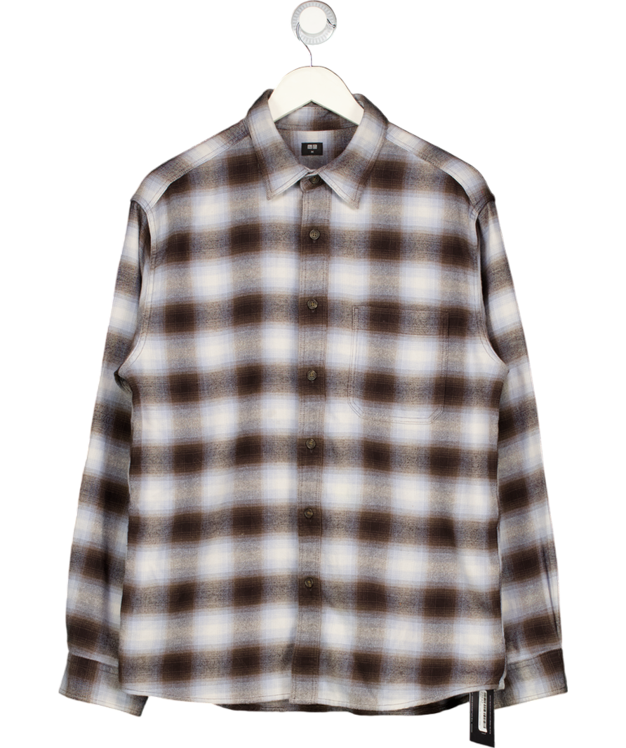 UNIQLO Blue / Brown Checked Flannel Shirt UK M