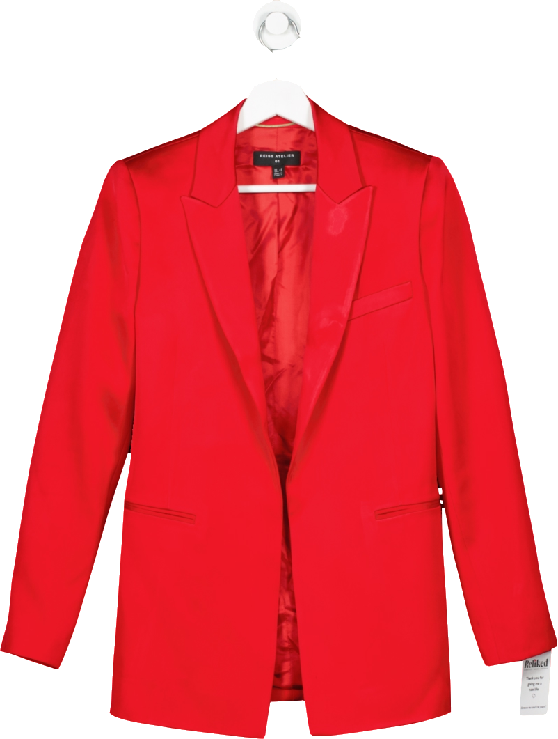 REISS Red Iris Atelier Satin Single Breasted Blazer UK 6