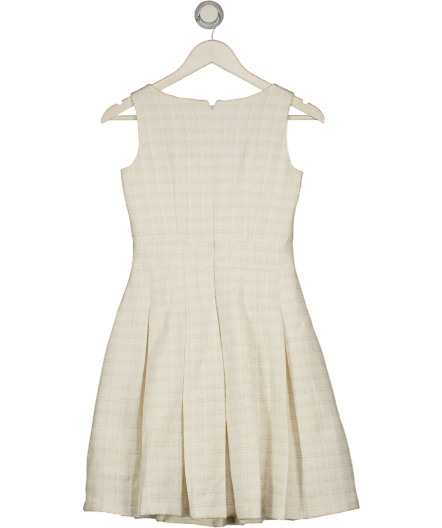 FLOSSY BY FREDDIE Cream Boucle Tweed Fit & Flare Dress UK XXS