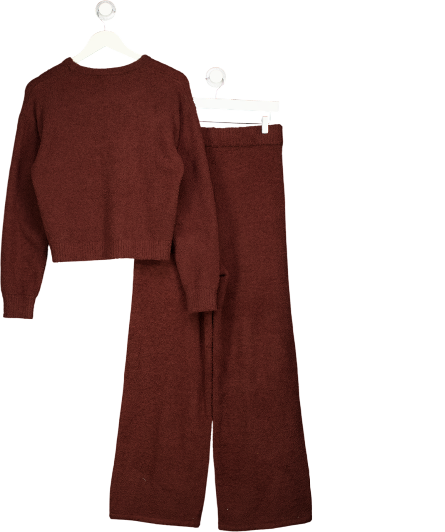 CALVIN KLEIN 2-piece Chocolate Brown Super Soft Cosy Knit Loungewear Set UK S