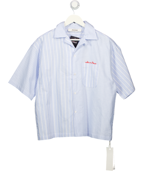about:blank Blue Patchwork Vacation Shirt UK M