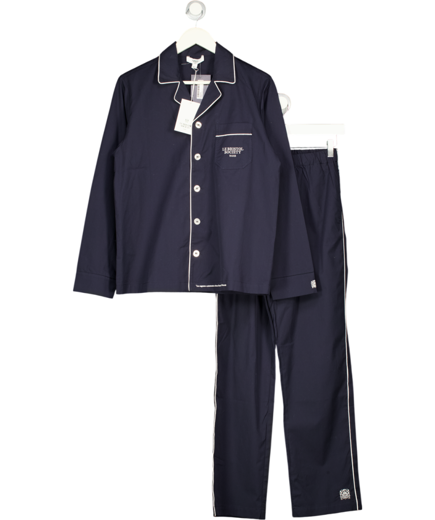 LE BRISTOL SOCIETY 2-piece Luxury Navy Blue Signature Pyjama Set UK S