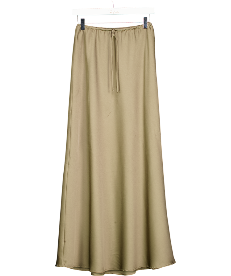 DISSH Brown Drawstring Satin Maxi Skirt UK 6